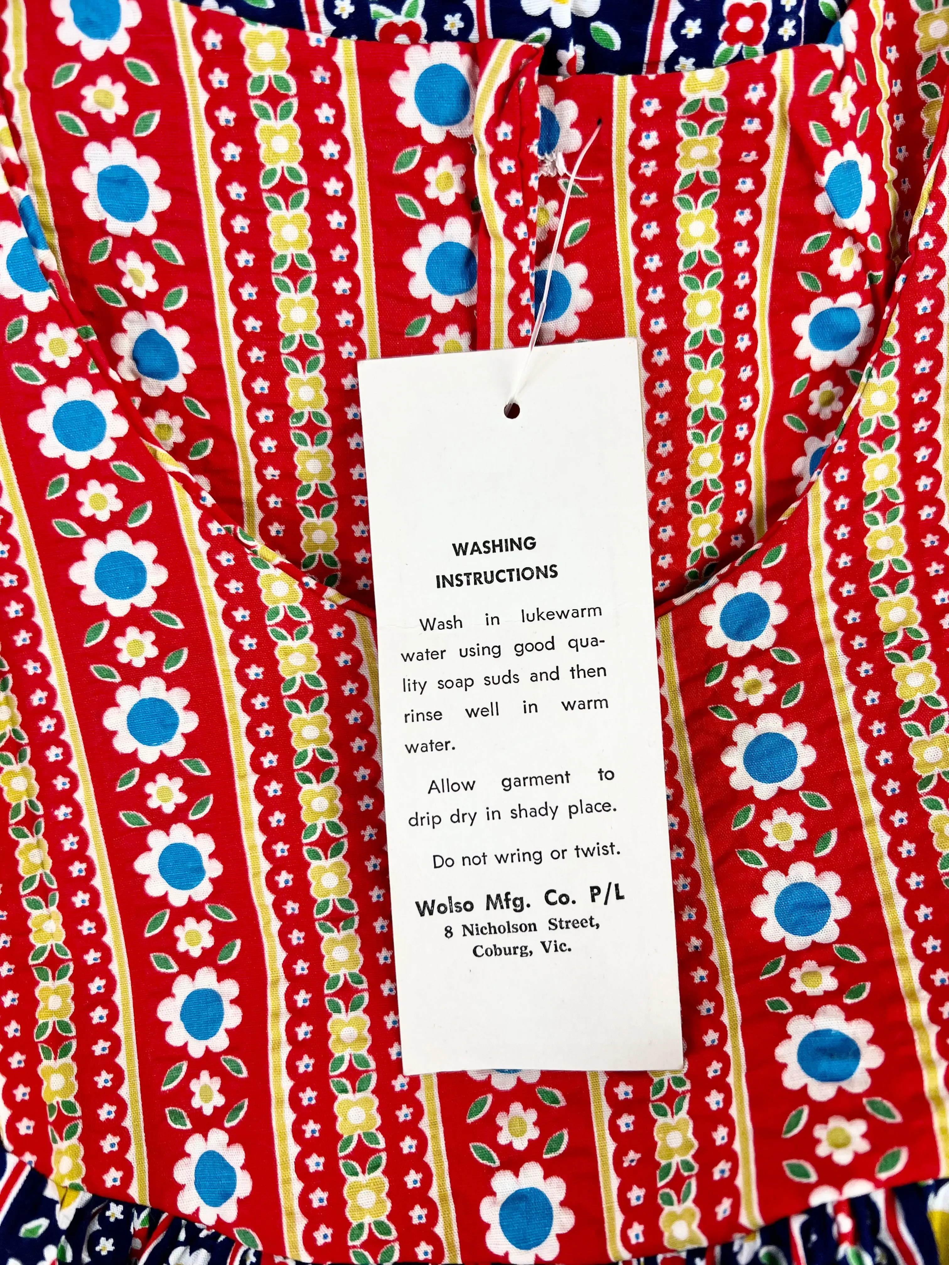 70s Patchwork Floral Seersucker Dress - AU12