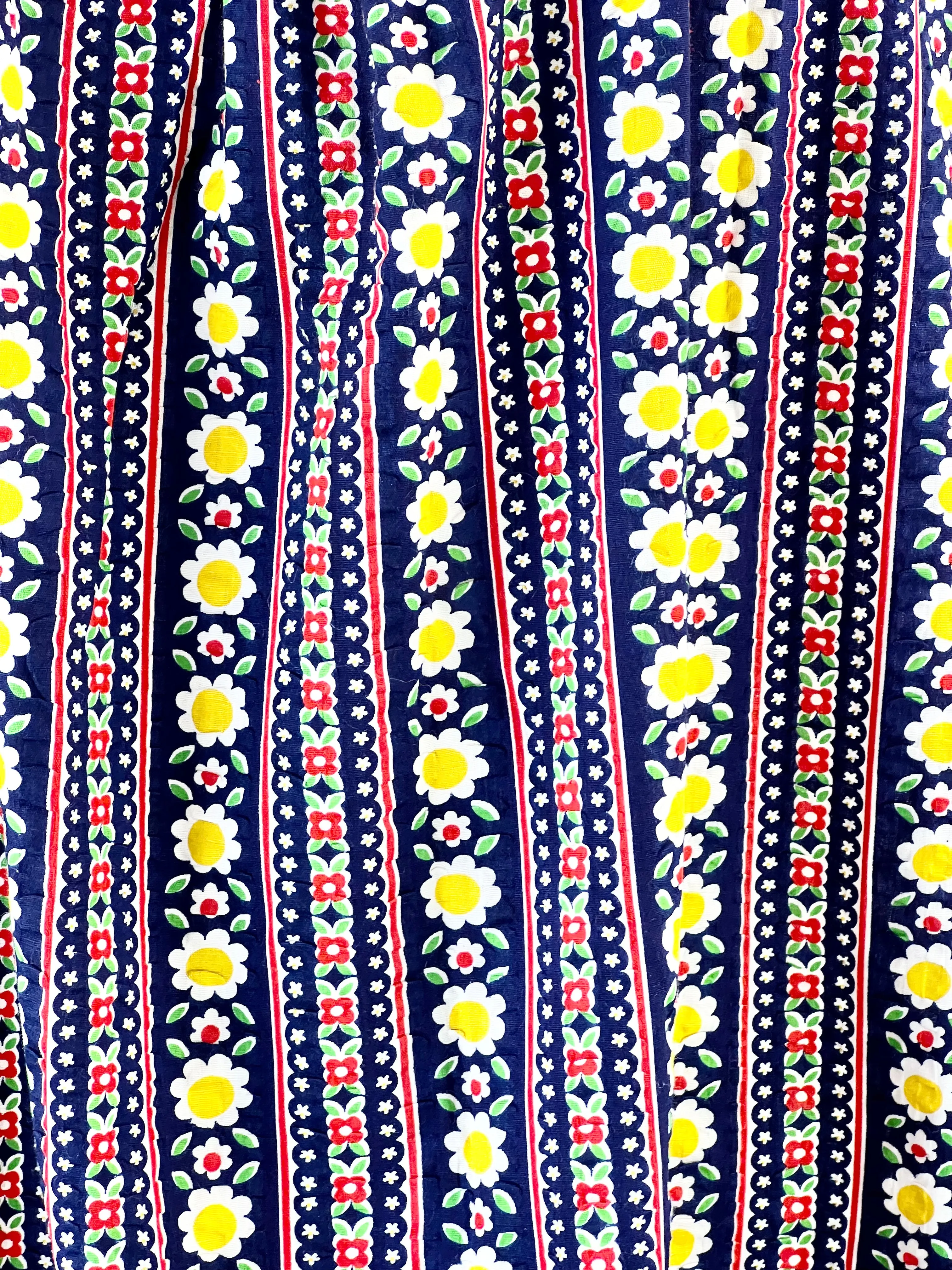 70s Patchwork Floral Seersucker Dress - AU12