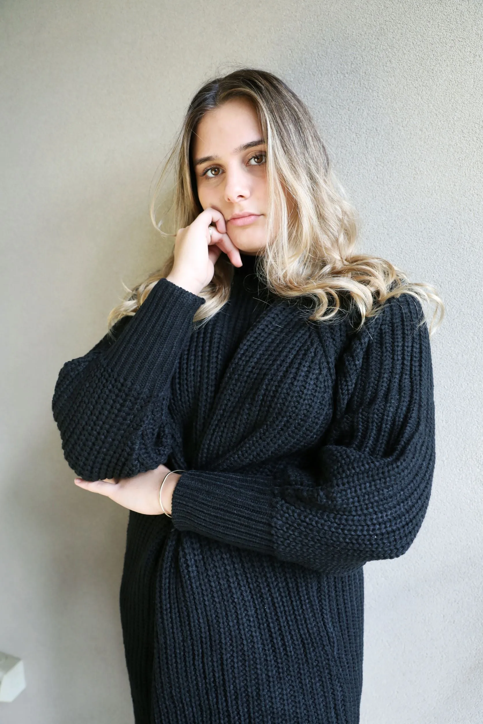 Black Chunky Knit Dress / Top