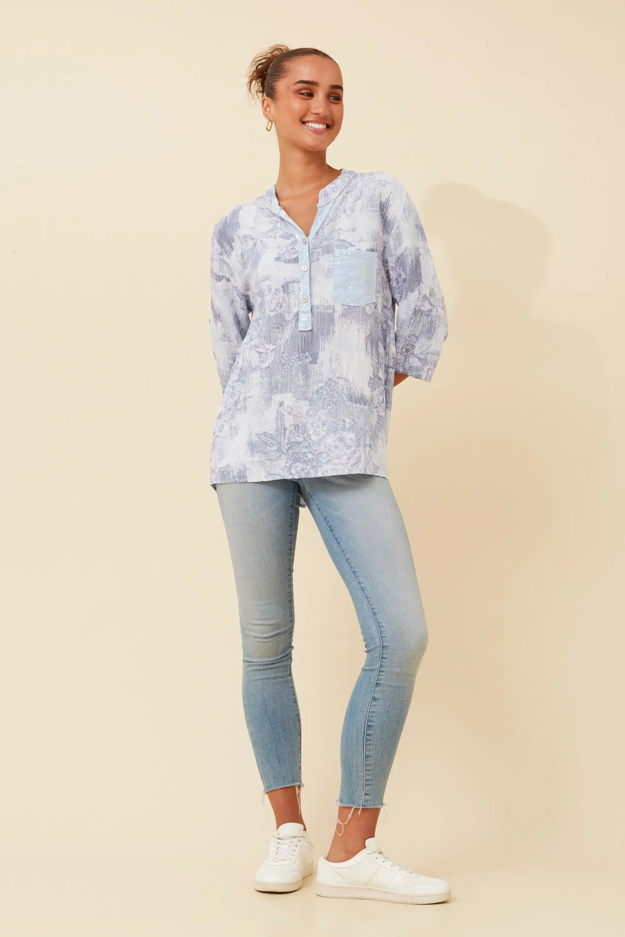 Botegga Sequin Detail Printed Top