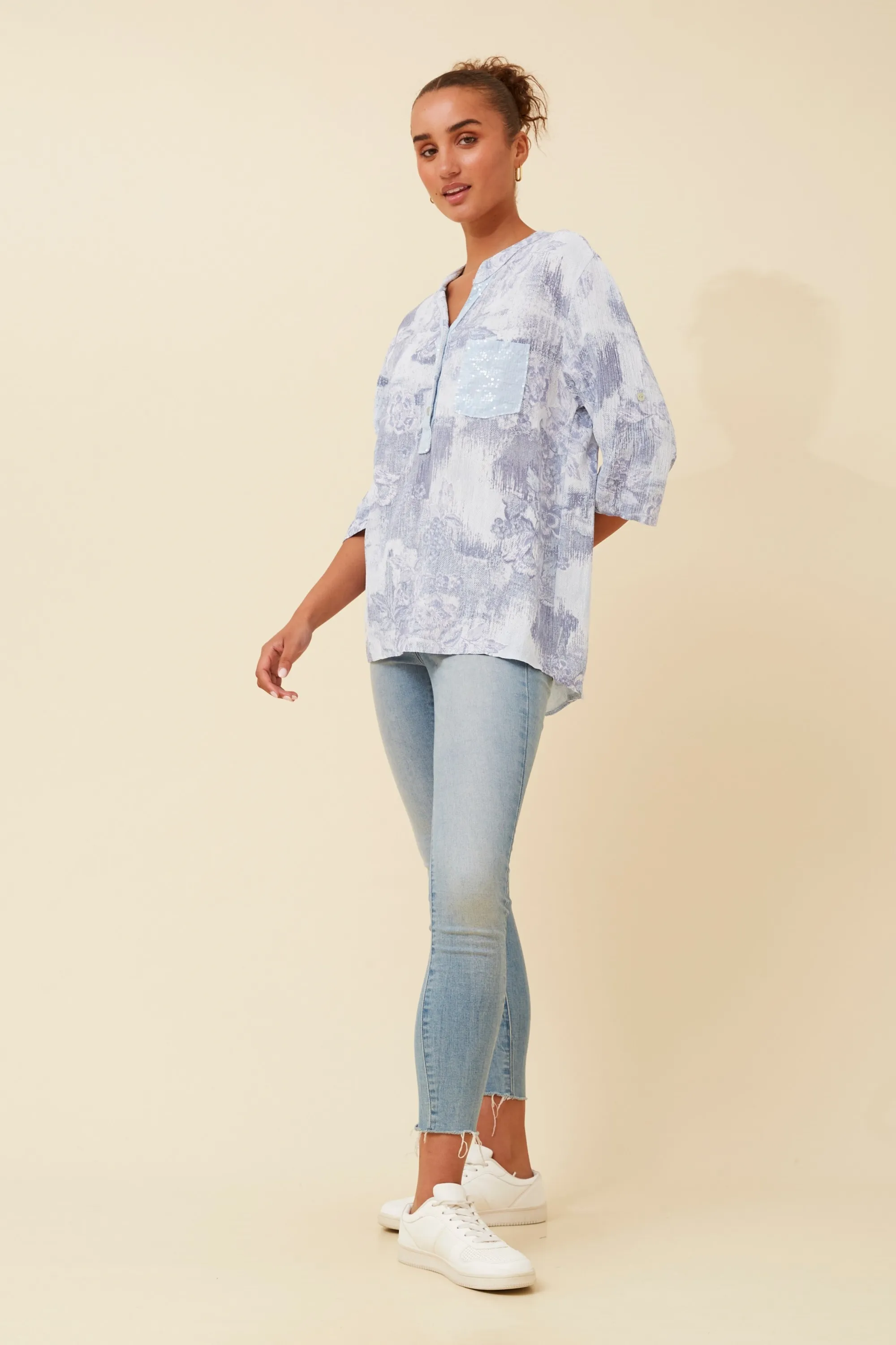 Botegga Sequin Detail Printed Top