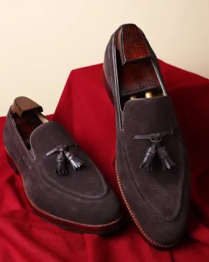 Brown Suede   Brown Leather Tassel Loafers