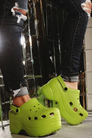 Cape Robbin Gardener Lime Platform Clogs Slippers Fashion Comfortable Shoes