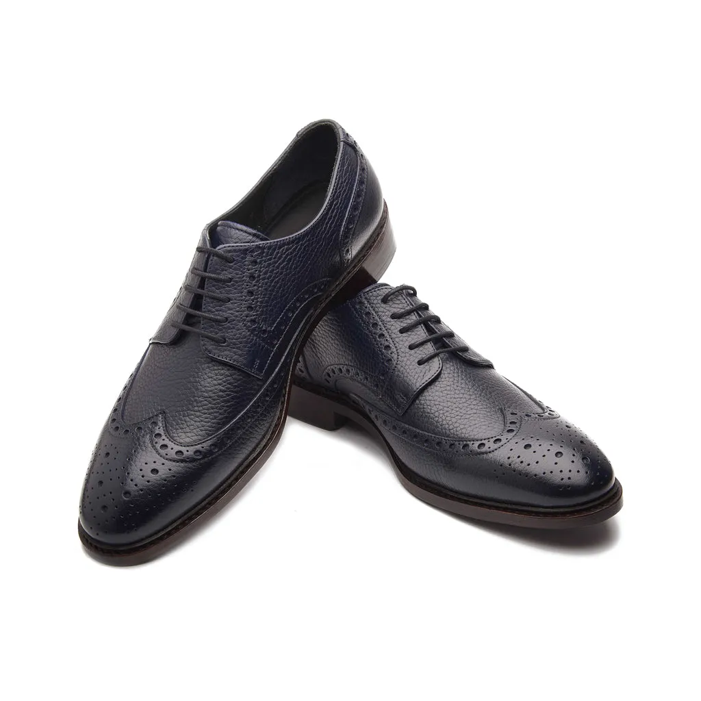 Carl-X, Wingtip Derby - Navy Milled | Hand Welted Contemporary Classics