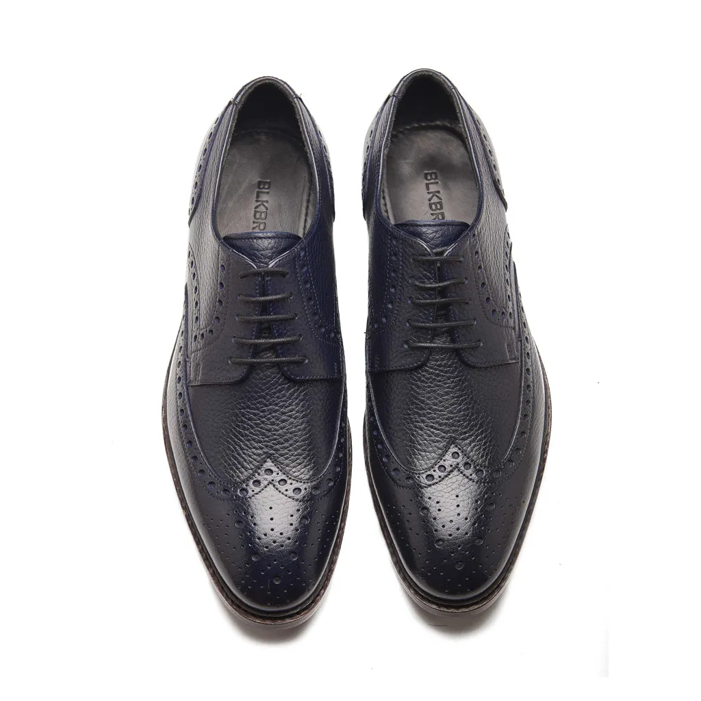 Carl-X, Wingtip Derby - Navy Milled | Hand Welted Contemporary Classics
