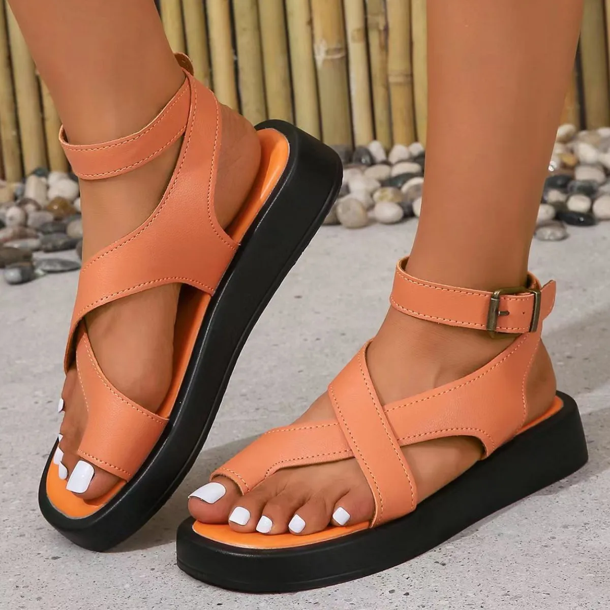 Crisscross Open Toe Platform Sandals