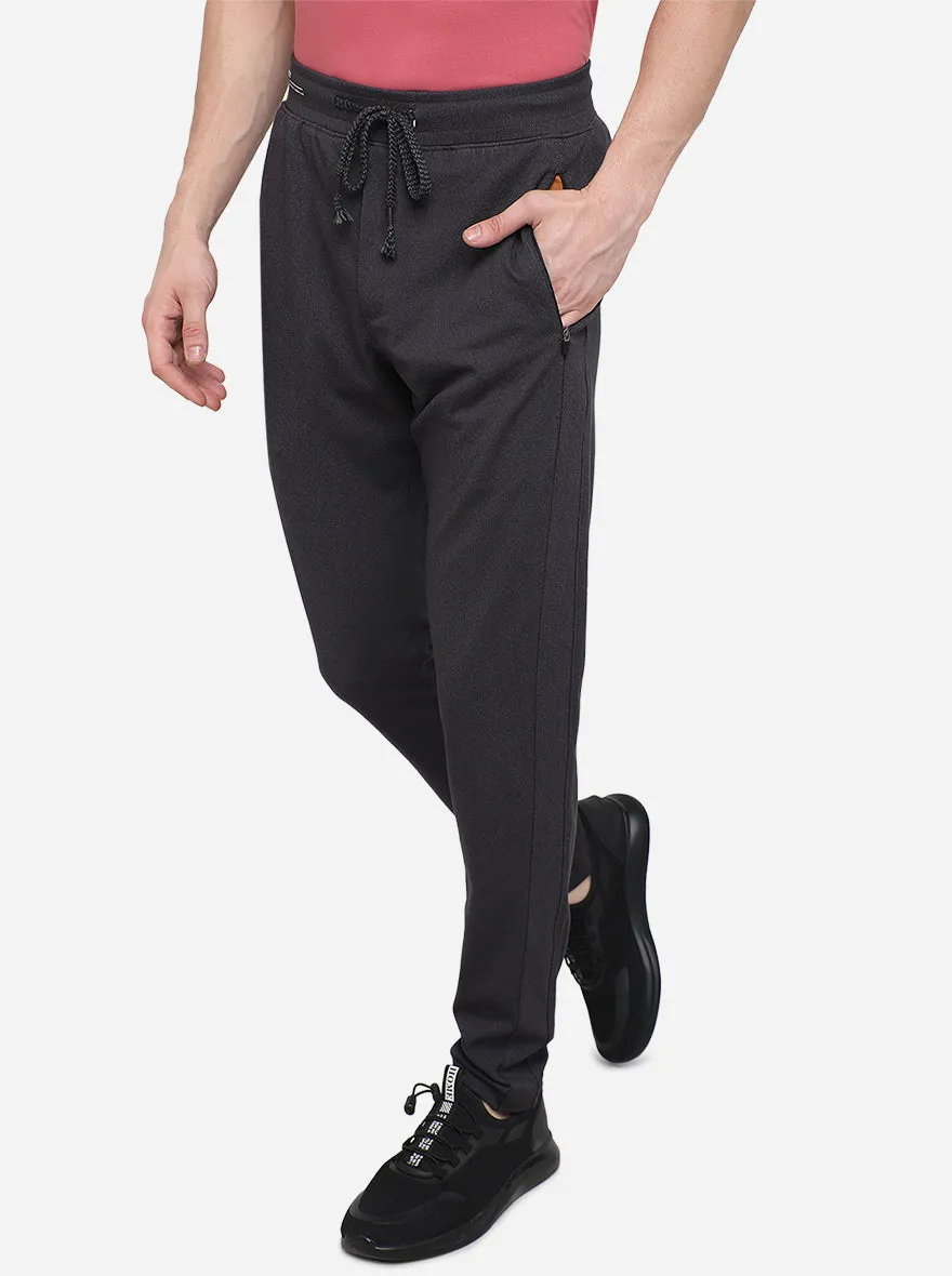 Dark Grey Solid Slim Fit Track Pants | JadeBlue