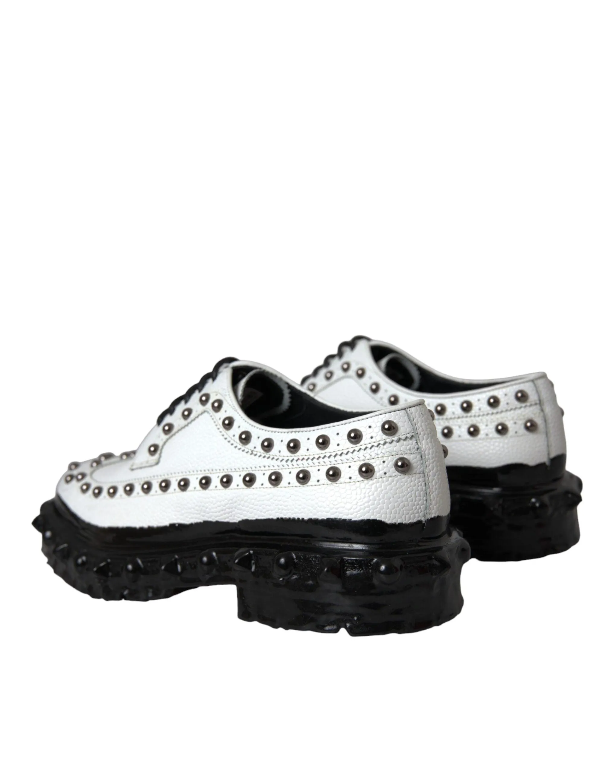 Dolce & Gabbana Black White Embellished Derby Formal Sko