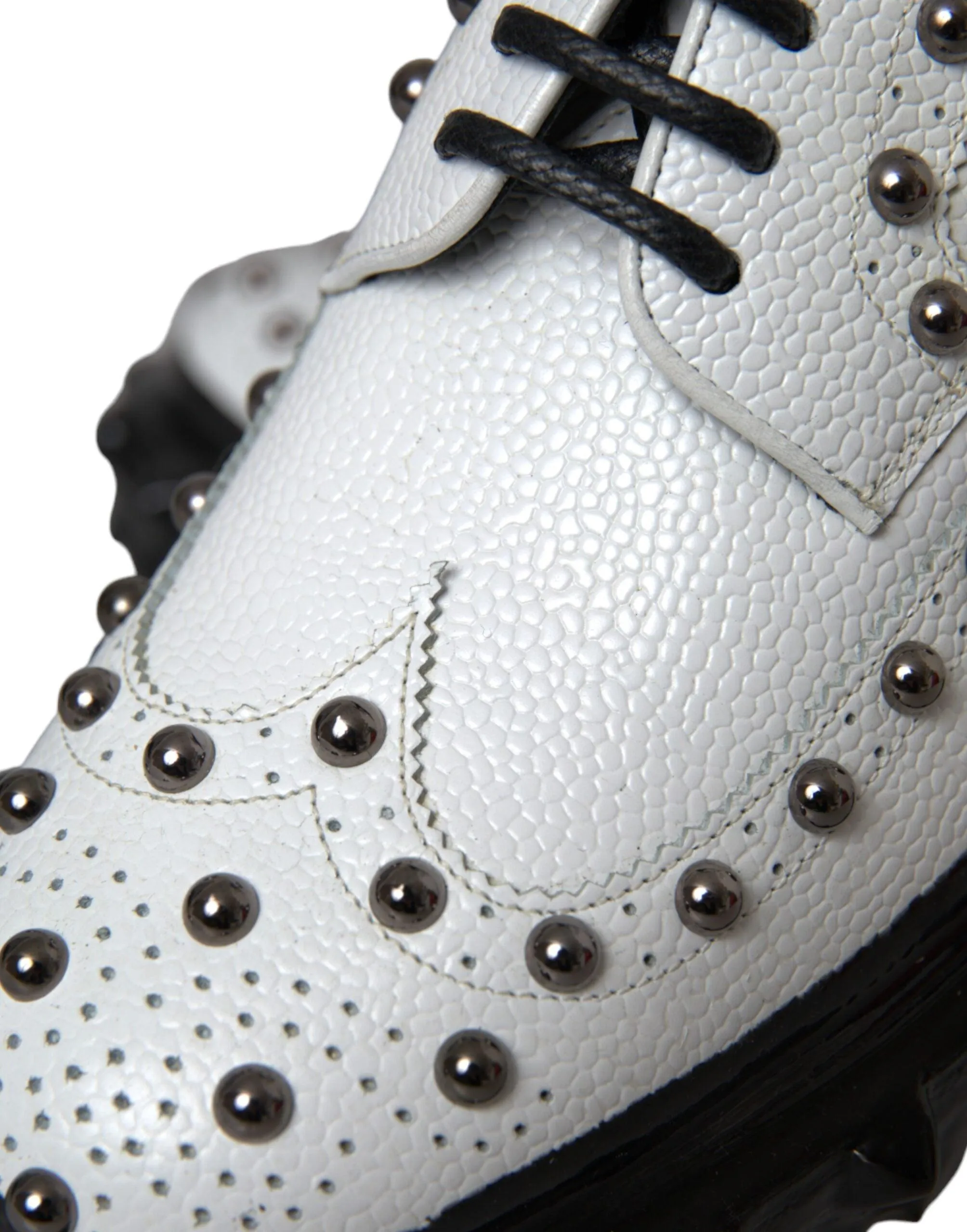 Dolce & Gabbana Black White Embellished Derby Formal Sko