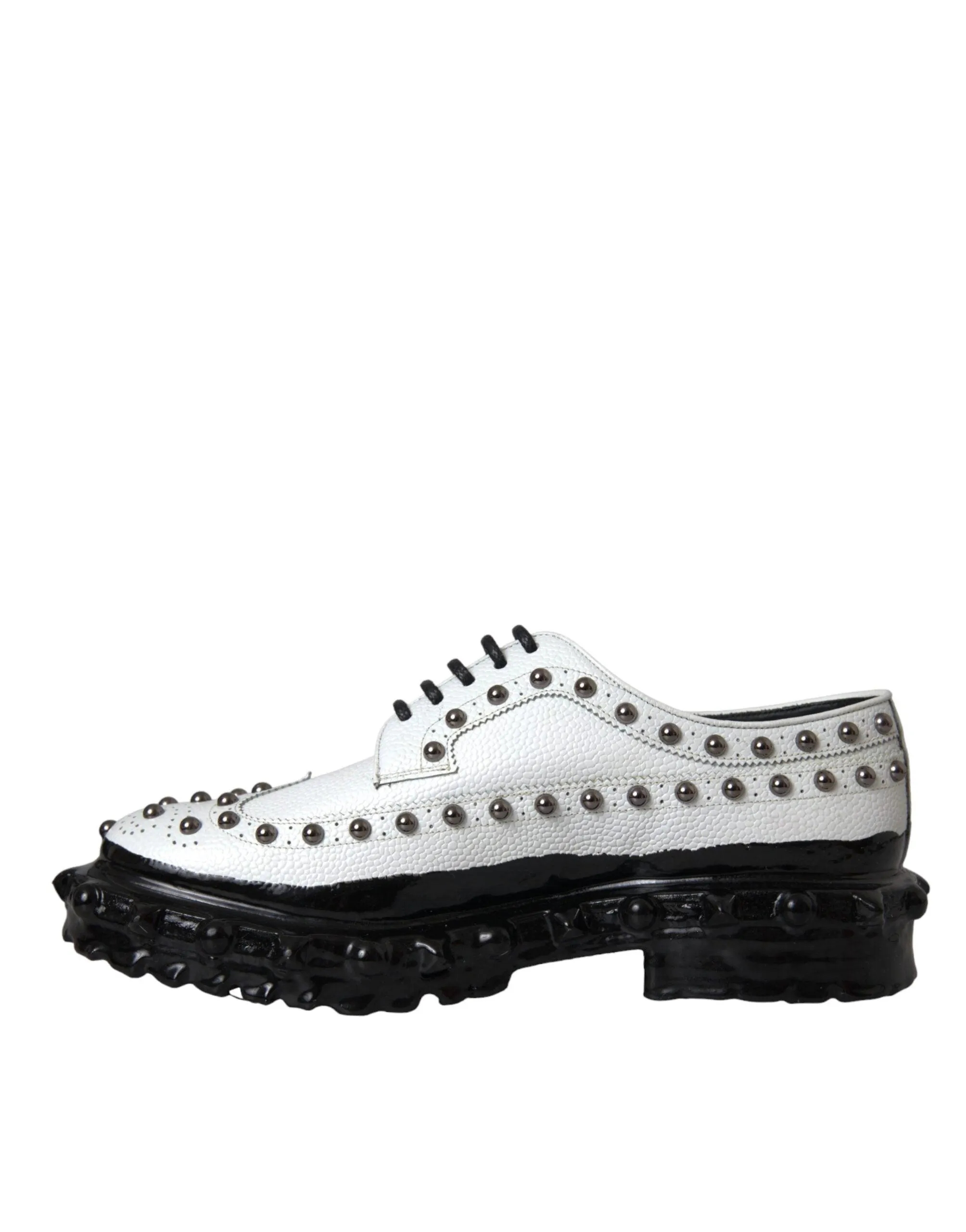 Dolce & Gabbana Black White Embellished Derby Formal Sko