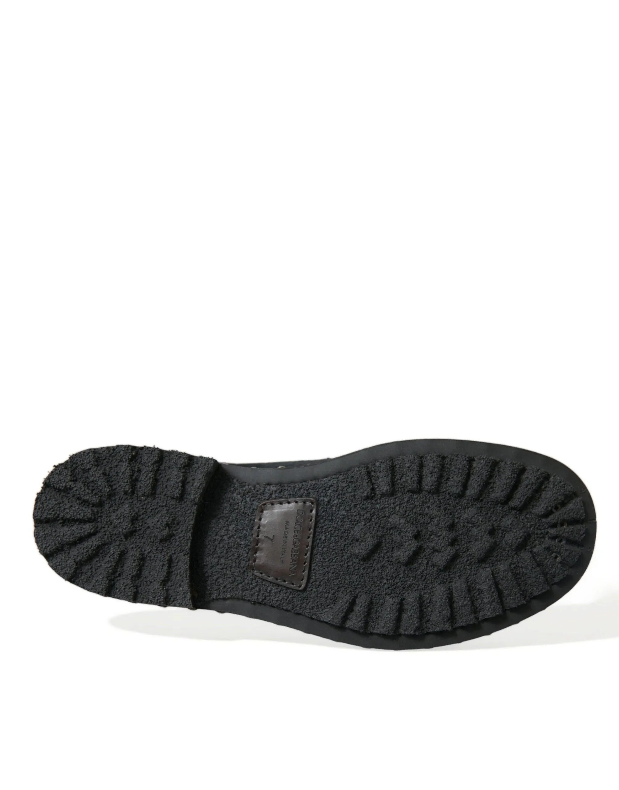 Dolce & Gabbana Elegant Black Calf Fur Derby Sko