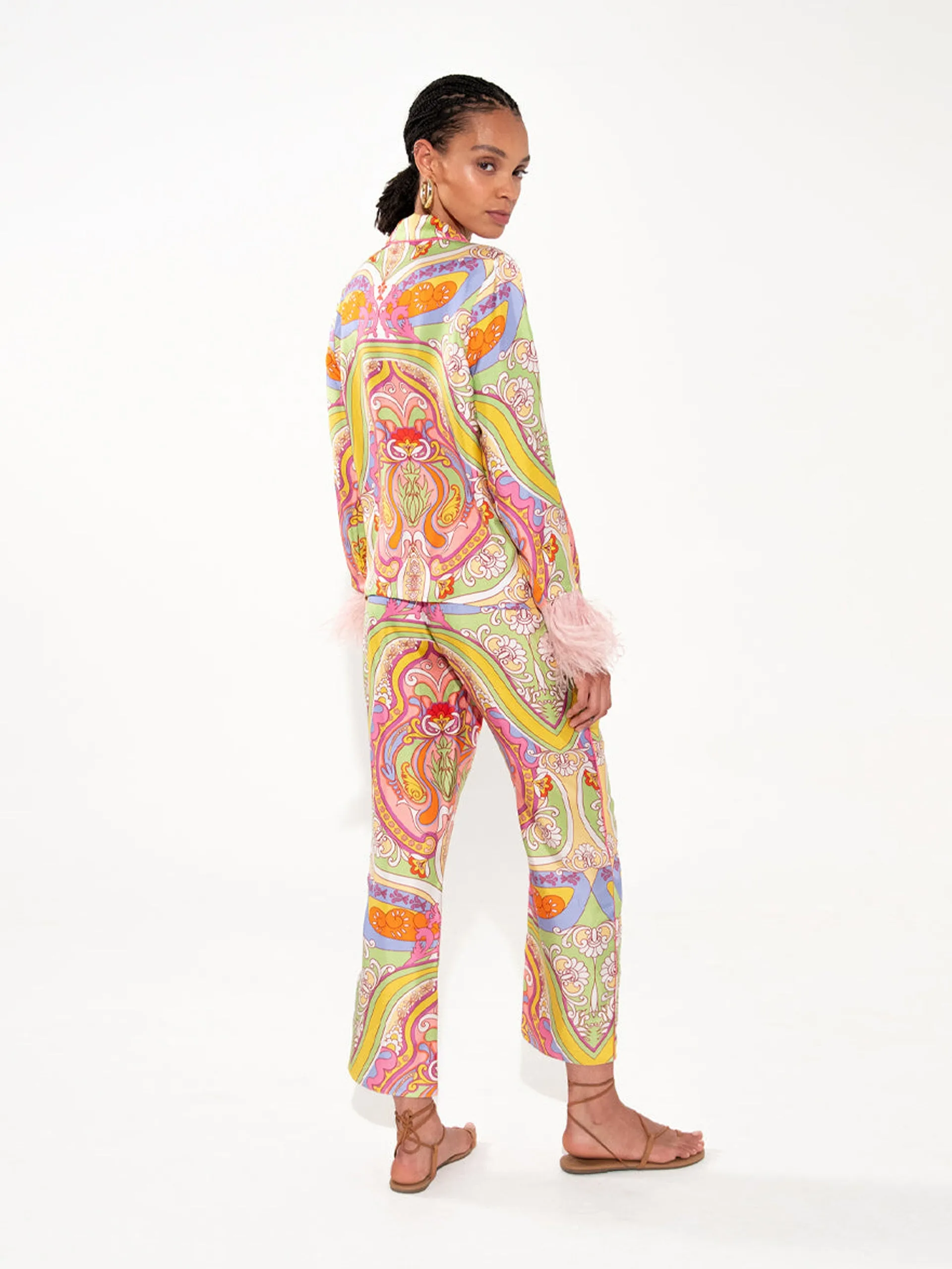 Eden twill trouser in Bia pink print