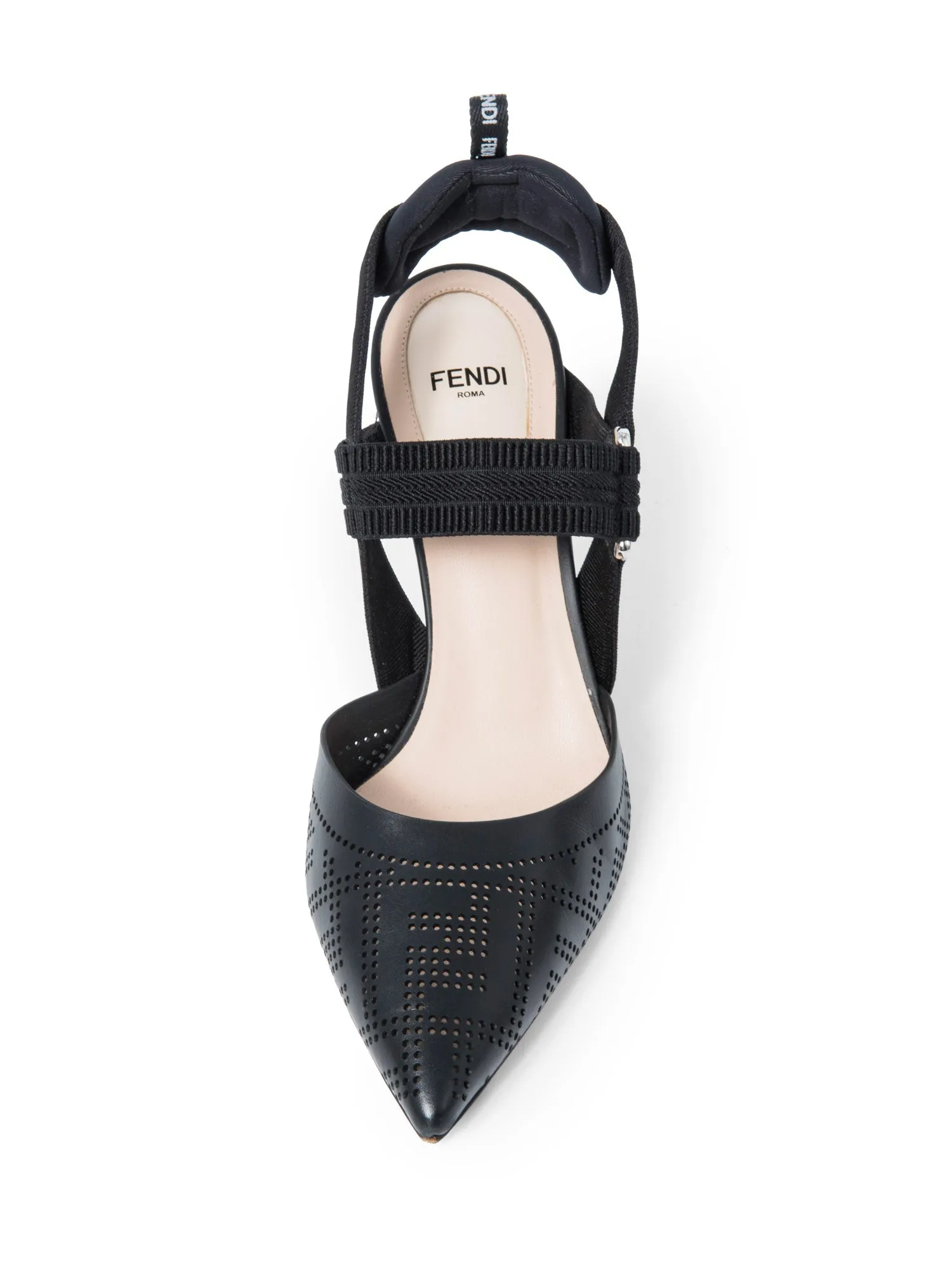Fendi FF Zucca Leather Perforated Heels Black