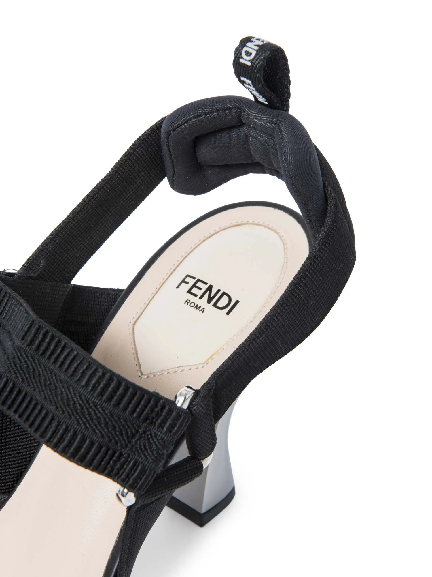 Fendi FF Zucca Leather Perforated Heels Black