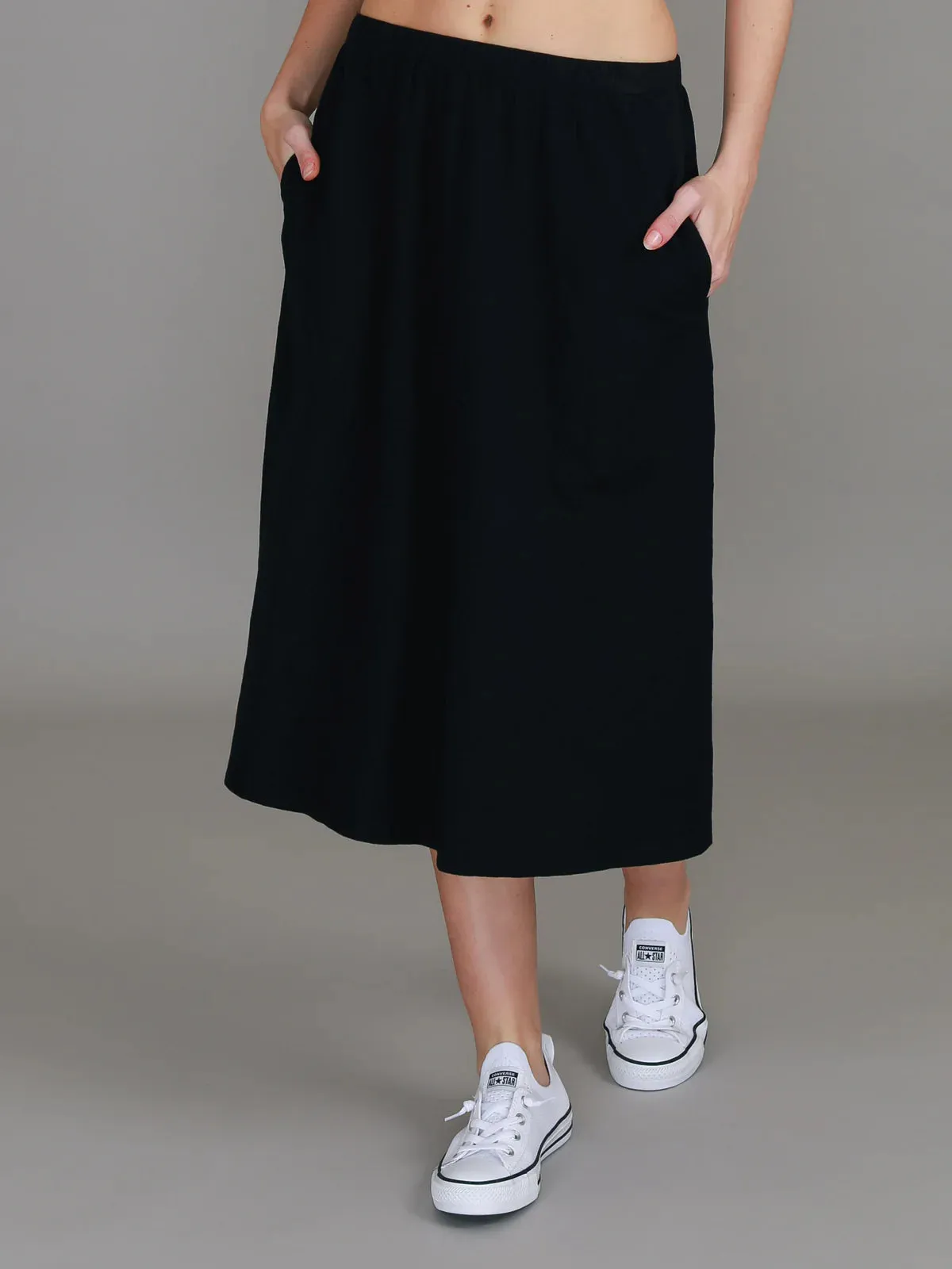 Heathmont Midi Slip on Skirt - Black