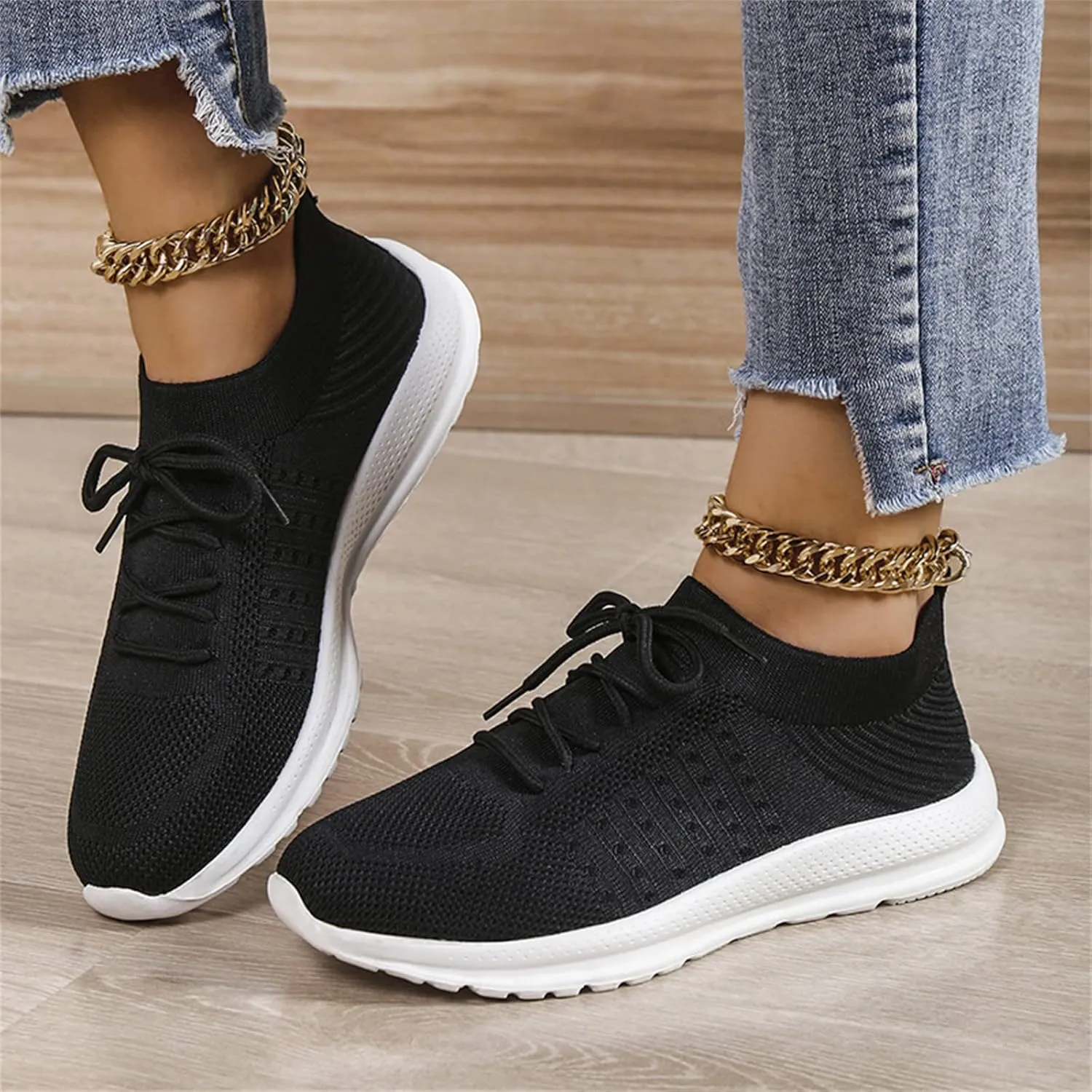 Lausiuoe Sneakers For Women Trendy Slip On Breathable Mesh Walking Fashion Sneaker Comfort Non Slip Running Tennis Shoes