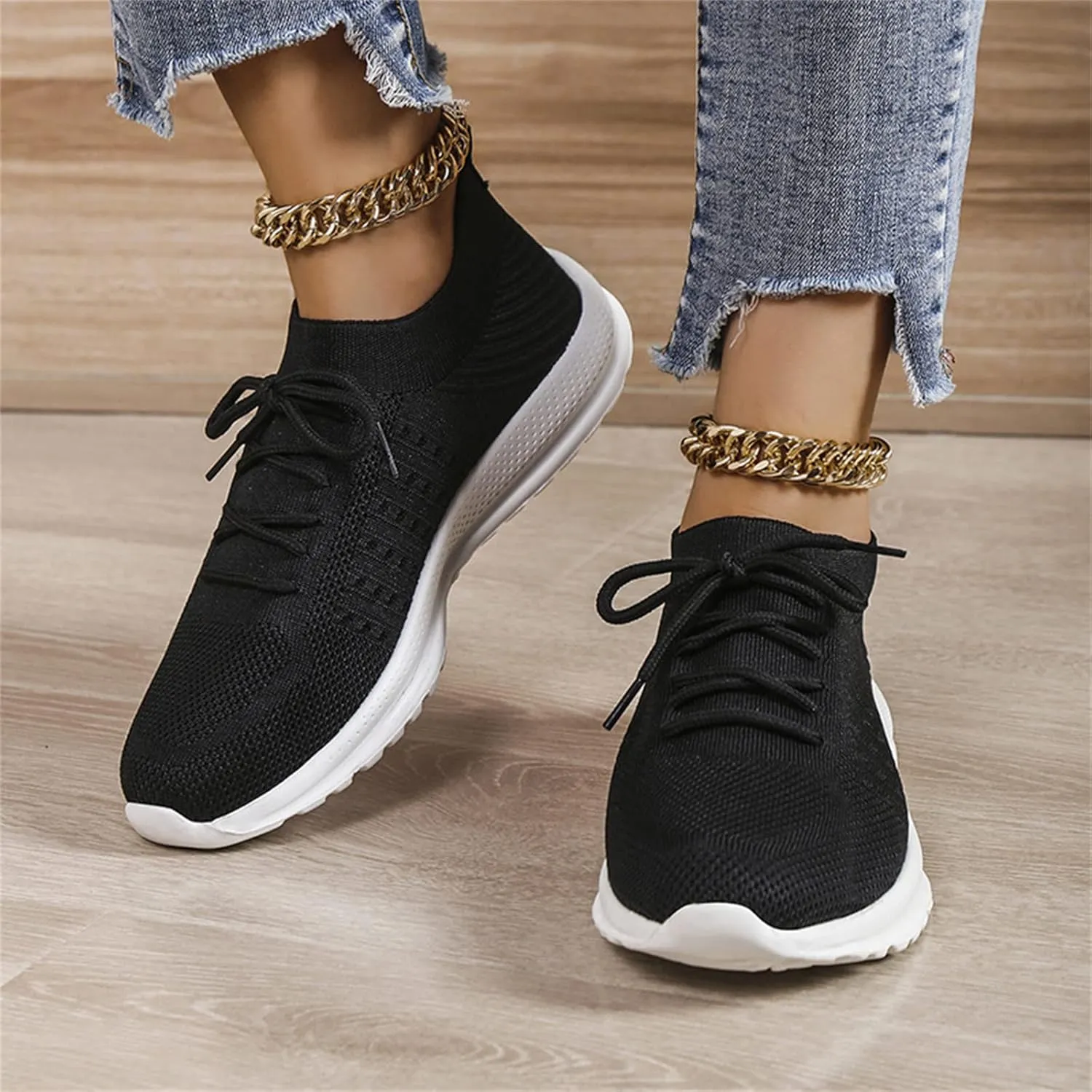 Lausiuoe Sneakers For Women Trendy Slip On Breathable Mesh Walking Fashion Sneaker Comfort Non Slip Running Tennis Shoes