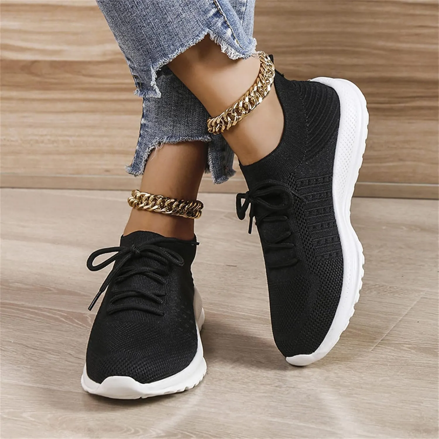 Lausiuoe Sneakers For Women Trendy Slip On Breathable Mesh Walking Fashion Sneaker Comfort Non Slip Running Tennis Shoes