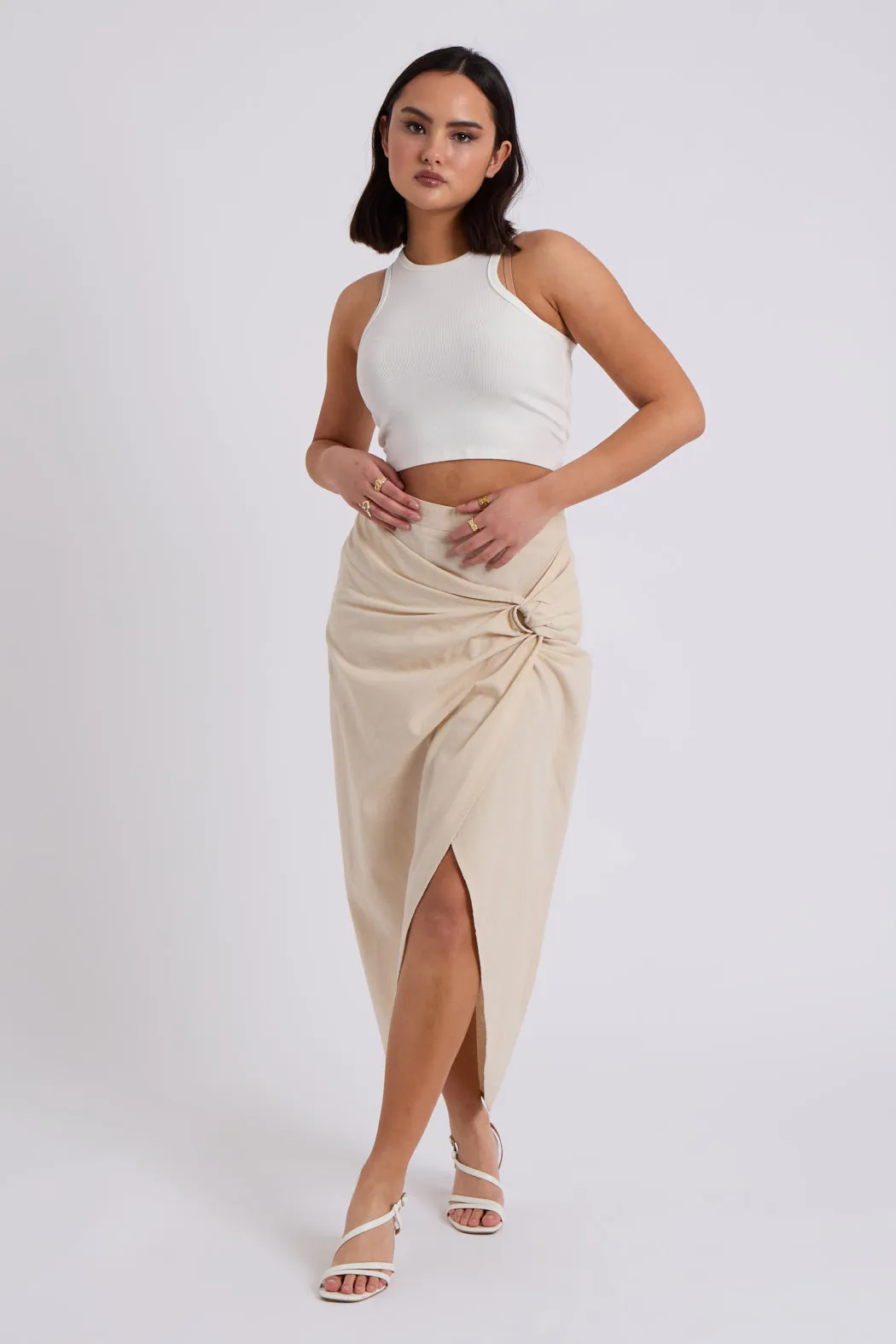 Linen Blend Maxi Skirt