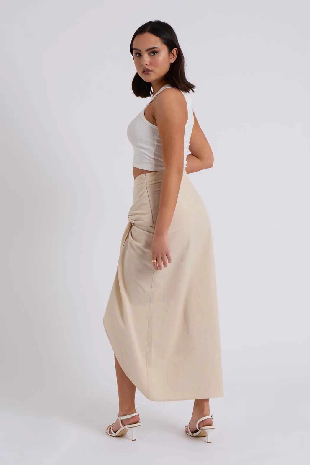 Linen Blend Maxi Skirt