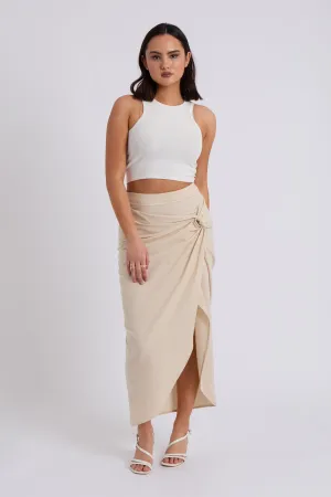 Linen Blend Maxi Skirt