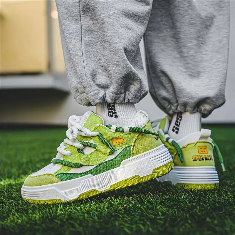 Men's Casual Shoes Fashion Platform Chunky Sneakers Trendy Comfortable All Seasons Men's Lace Up Sneakers