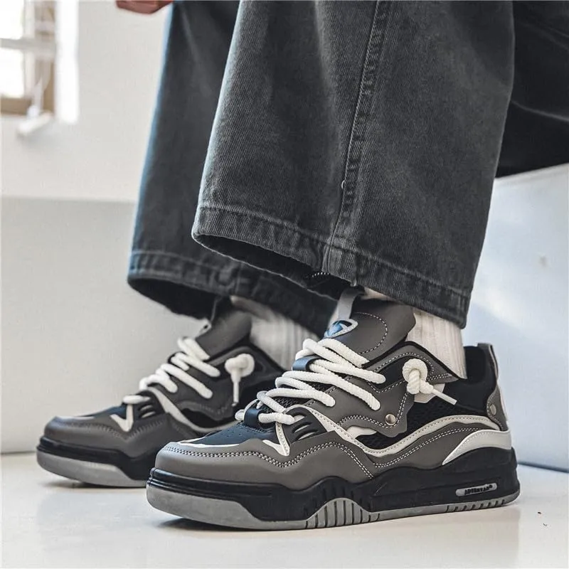 Men's Casual Shoes Fashion Platform Chunky Sneakers Trendy Comfortable All Seasons Men's Lace Up Sneakers