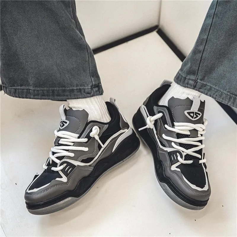 Men's Casual Shoes Fashion Platform Chunky Sneakers Trendy Comfortable All Seasons Men's Lace Up Sneakers