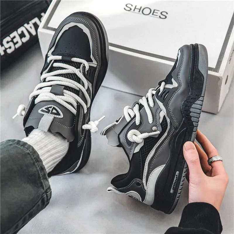 Men's Casual Shoes Fashion Platform Chunky Sneakers Trendy Comfortable All Seasons Men's Lace Up Sneakers