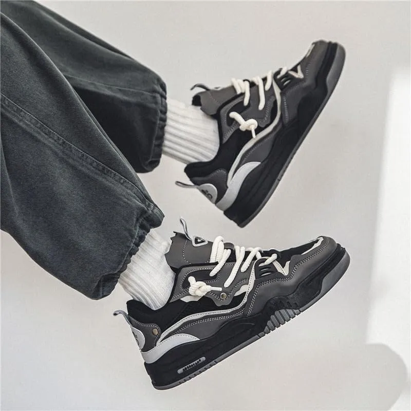 Men's Casual Shoes Fashion Platform Chunky Sneakers Trendy Comfortable All Seasons Men's Lace Up Sneakers