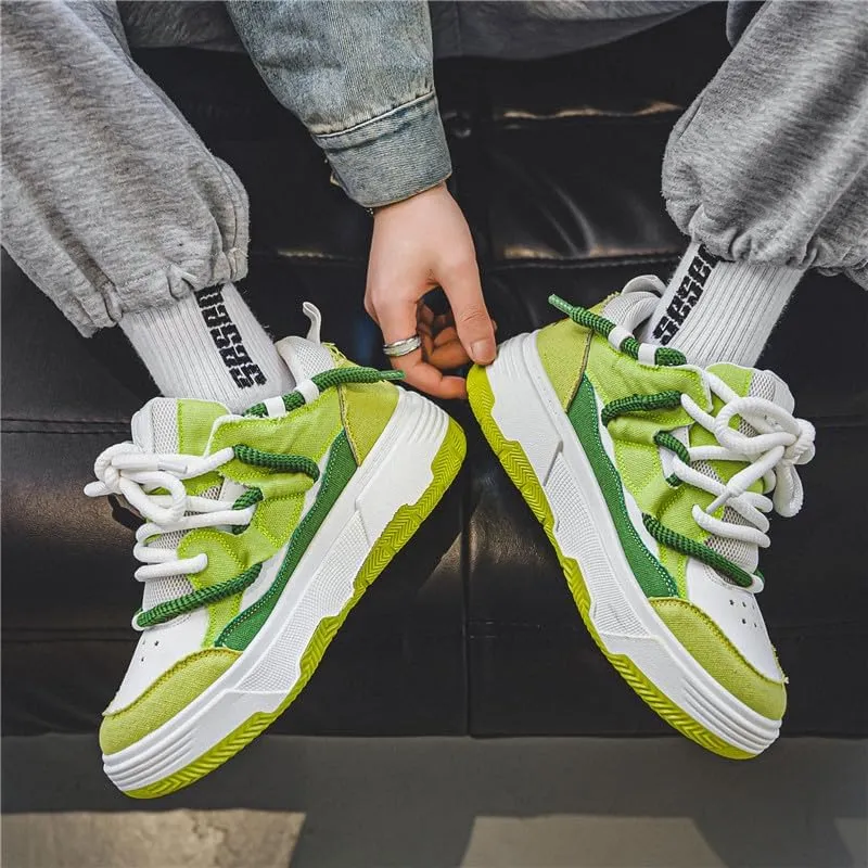 Men's Casual Shoes Fashion Platform Chunky Sneakers Trendy Comfortable All Seasons Men's Lace Up Sneakers