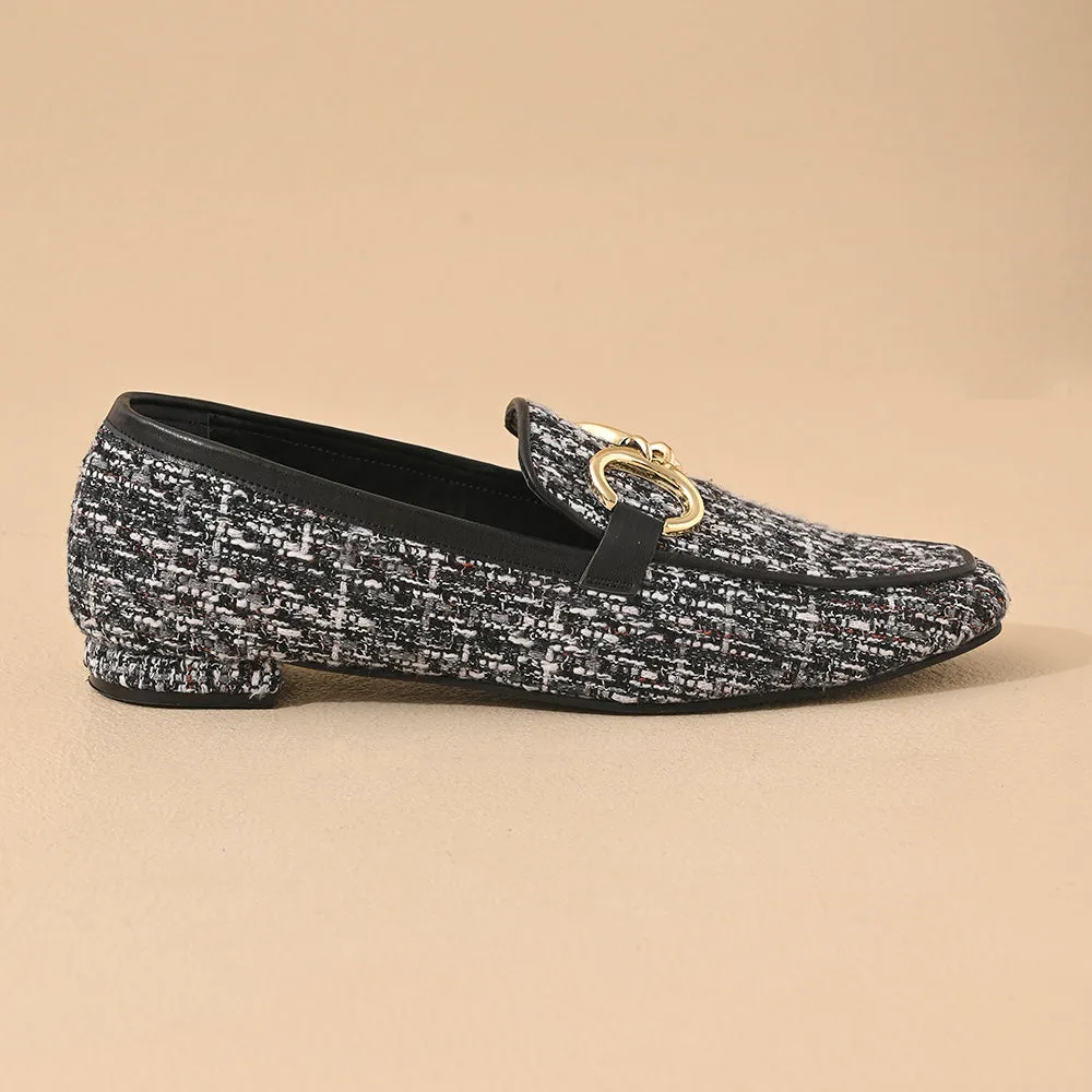Monochrome Square Toe Loafers Shoes