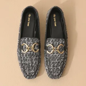 Monochrome Square Toe Loafers Shoes