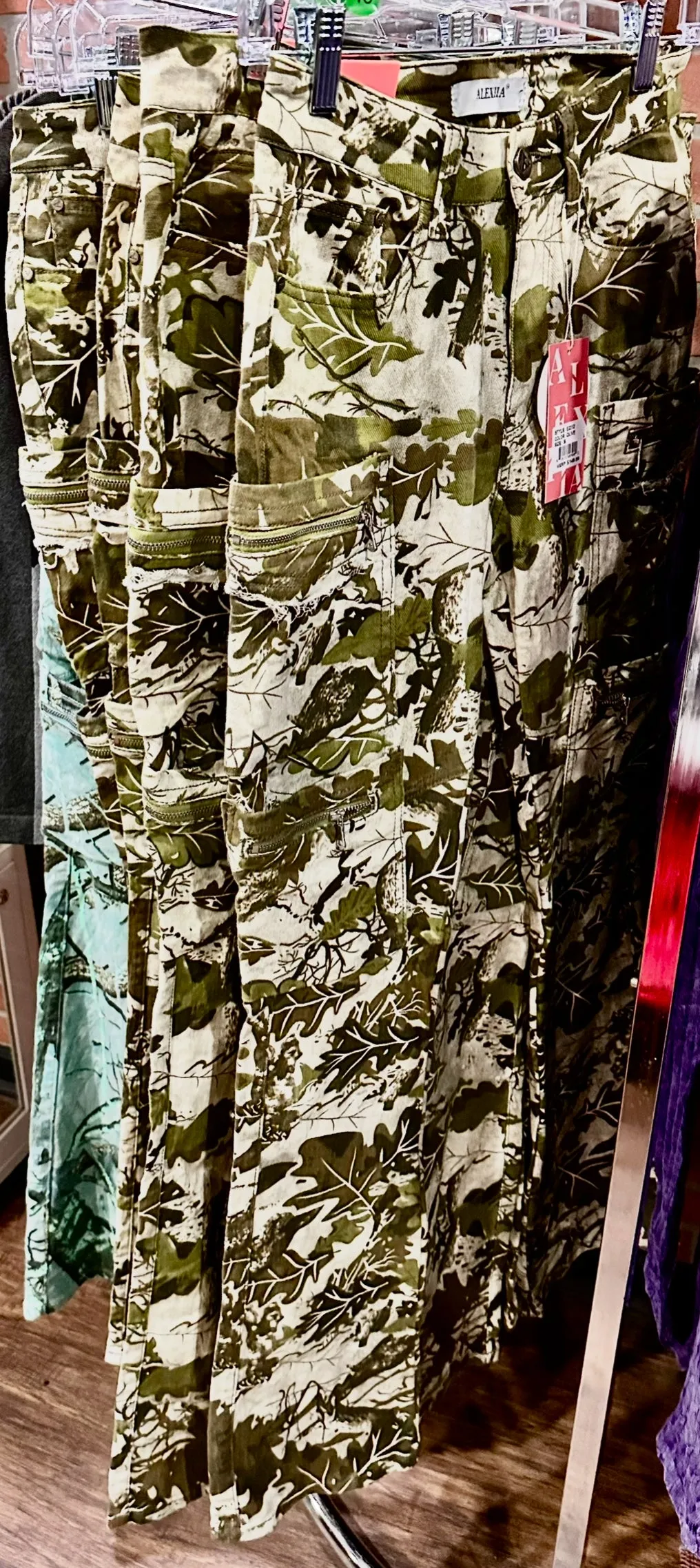 NEW! Spring Floral Camo Cargo Flare Leg Jeans