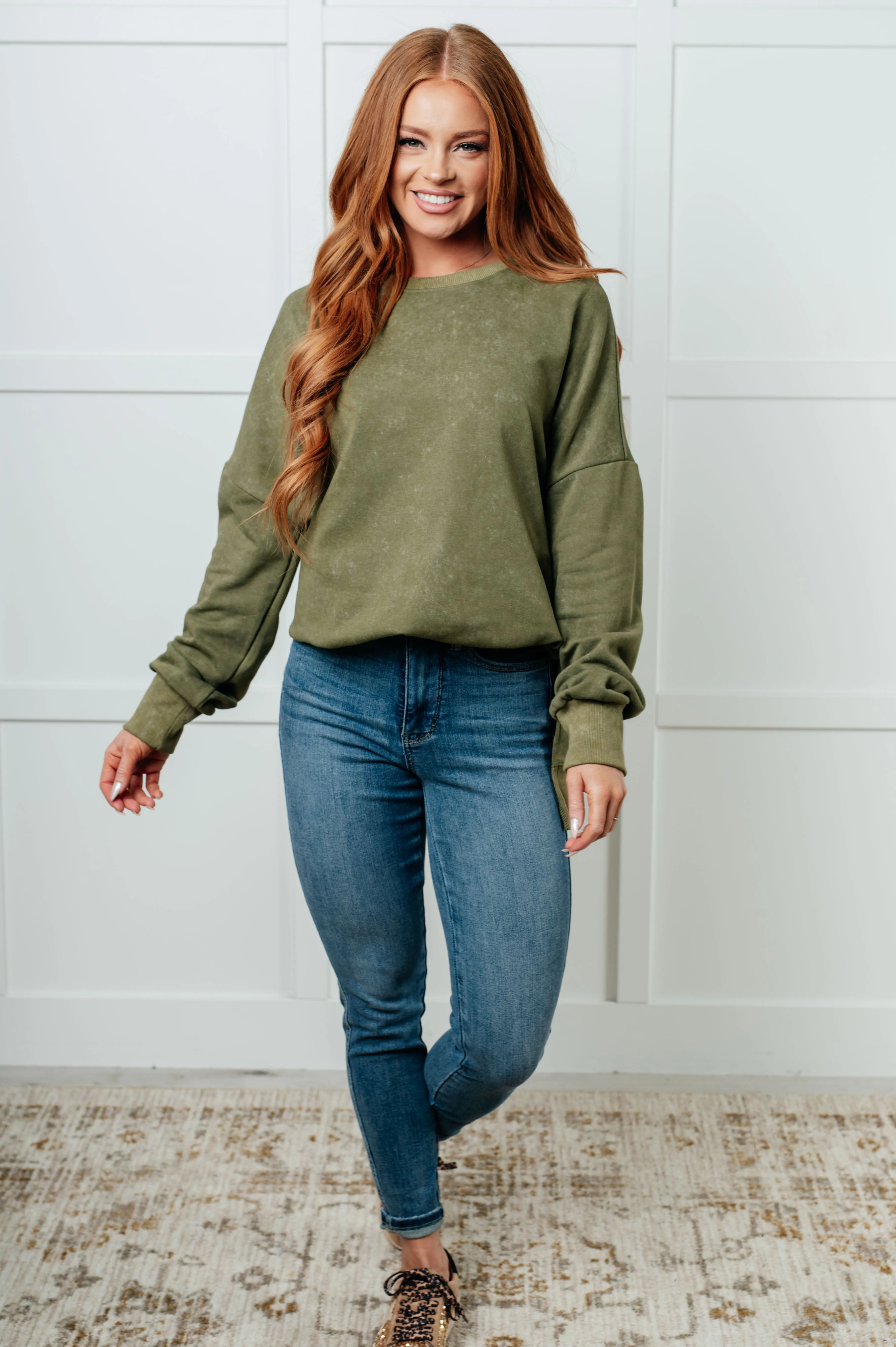One Eleven North No Plain Jane Oversized Sweatshirt in Green