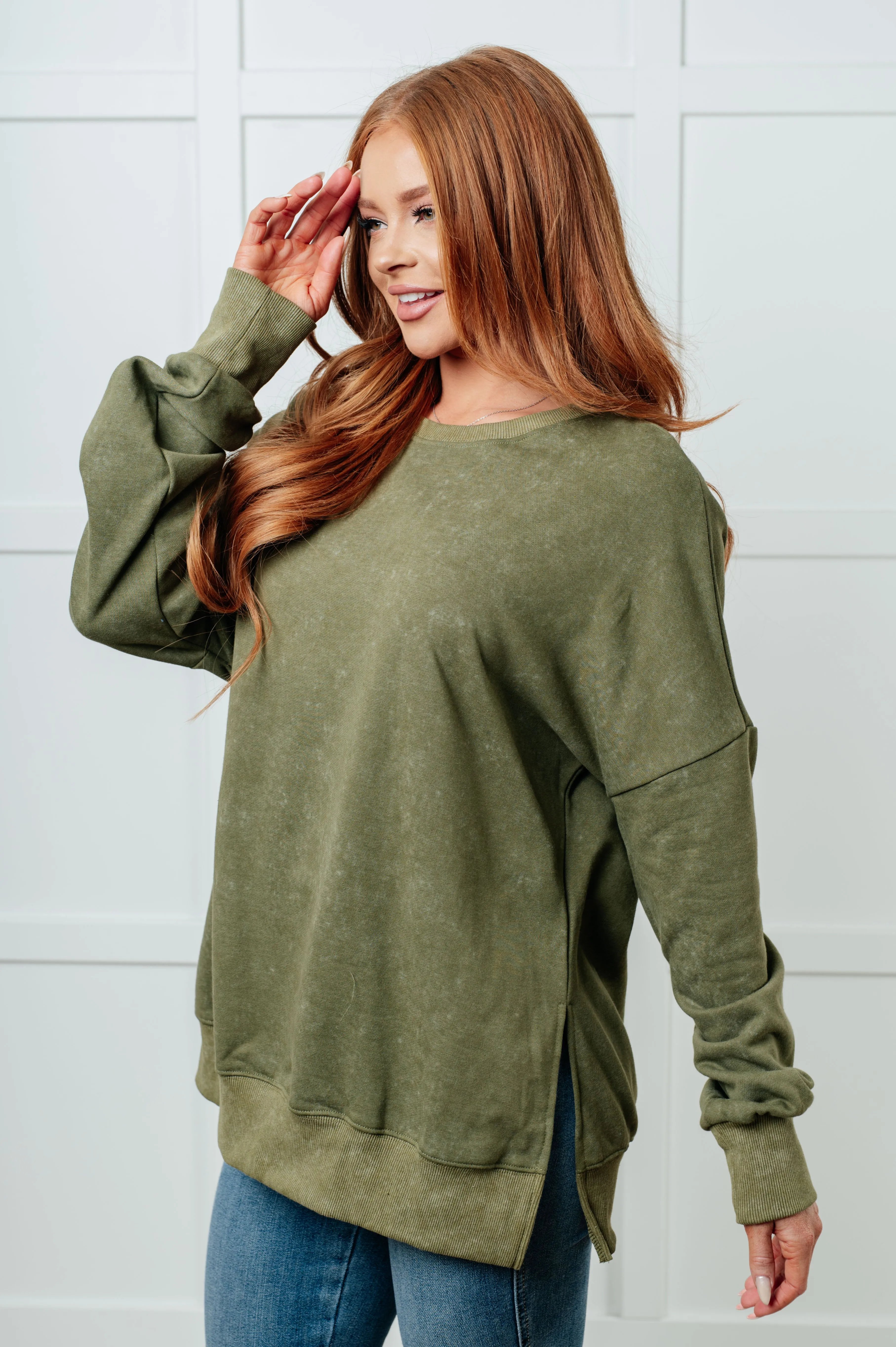 One Eleven North No Plain Jane Oversized Sweatshirt in Green