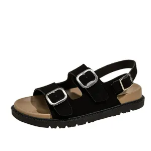 Open Toe Double Buckle Sandals