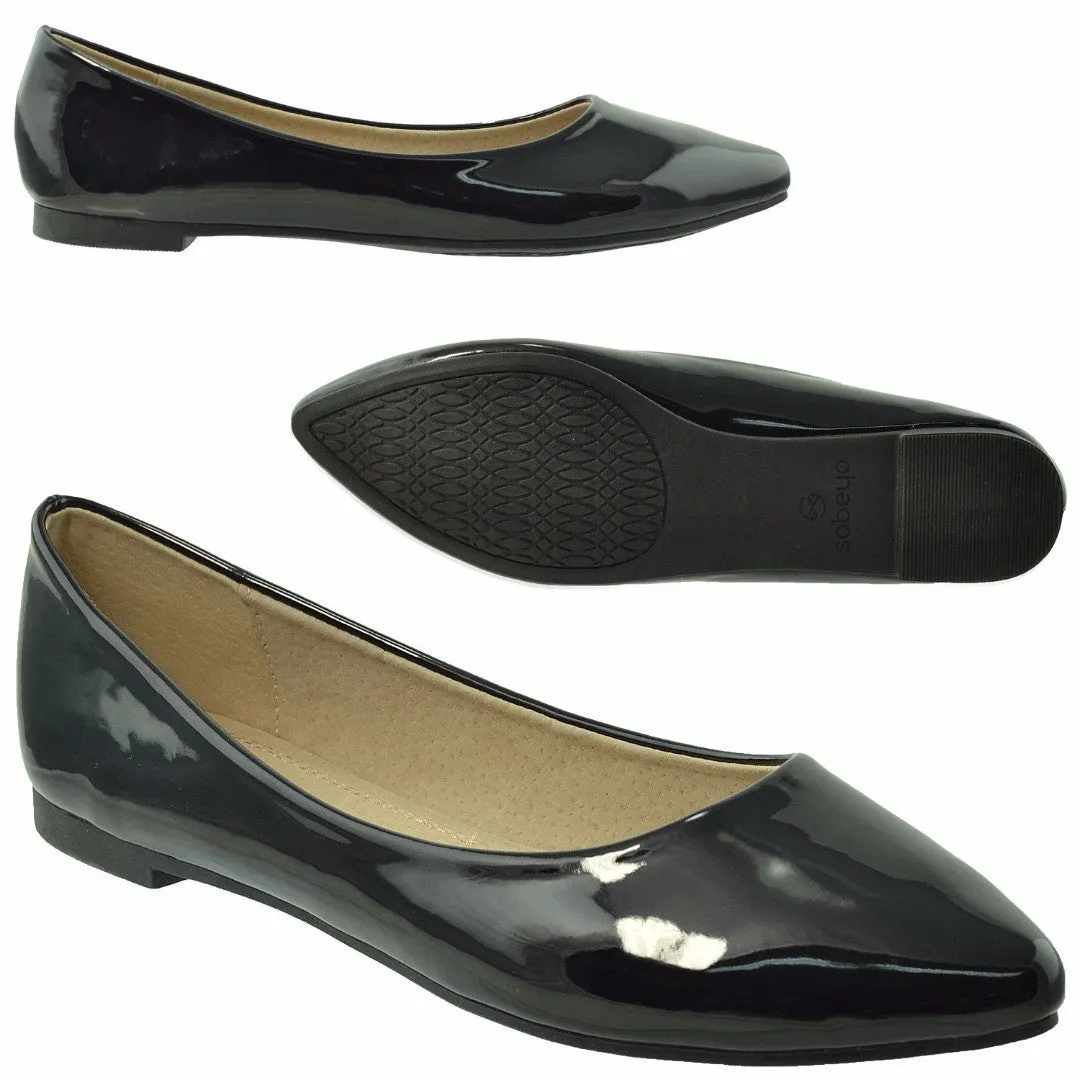 Patent Leather Pointed Toe Ballet Flat