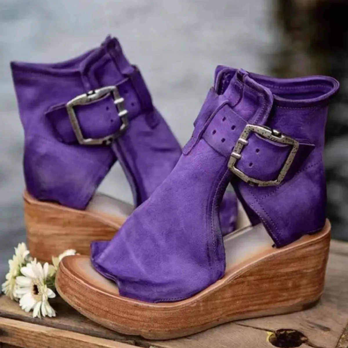 Peep Toe Wedge Sandals