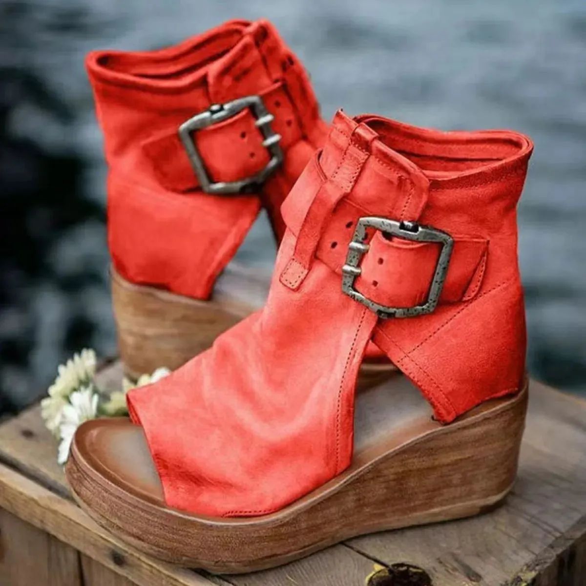 Peep Toe Wedge Sandals