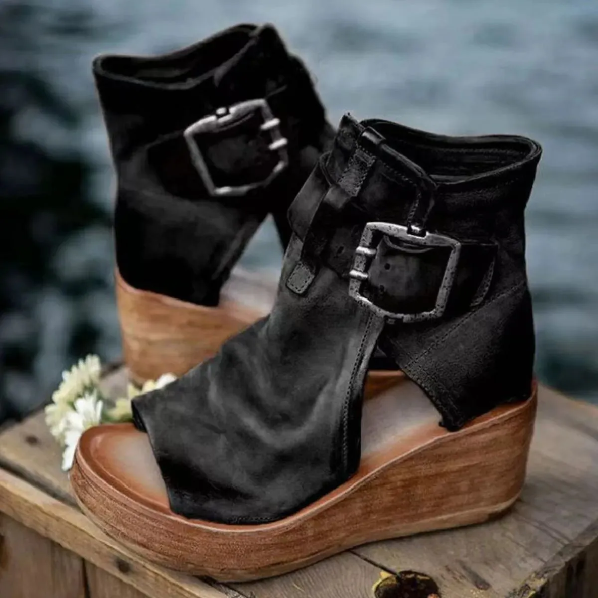 Peep Toe Wedge Sandals