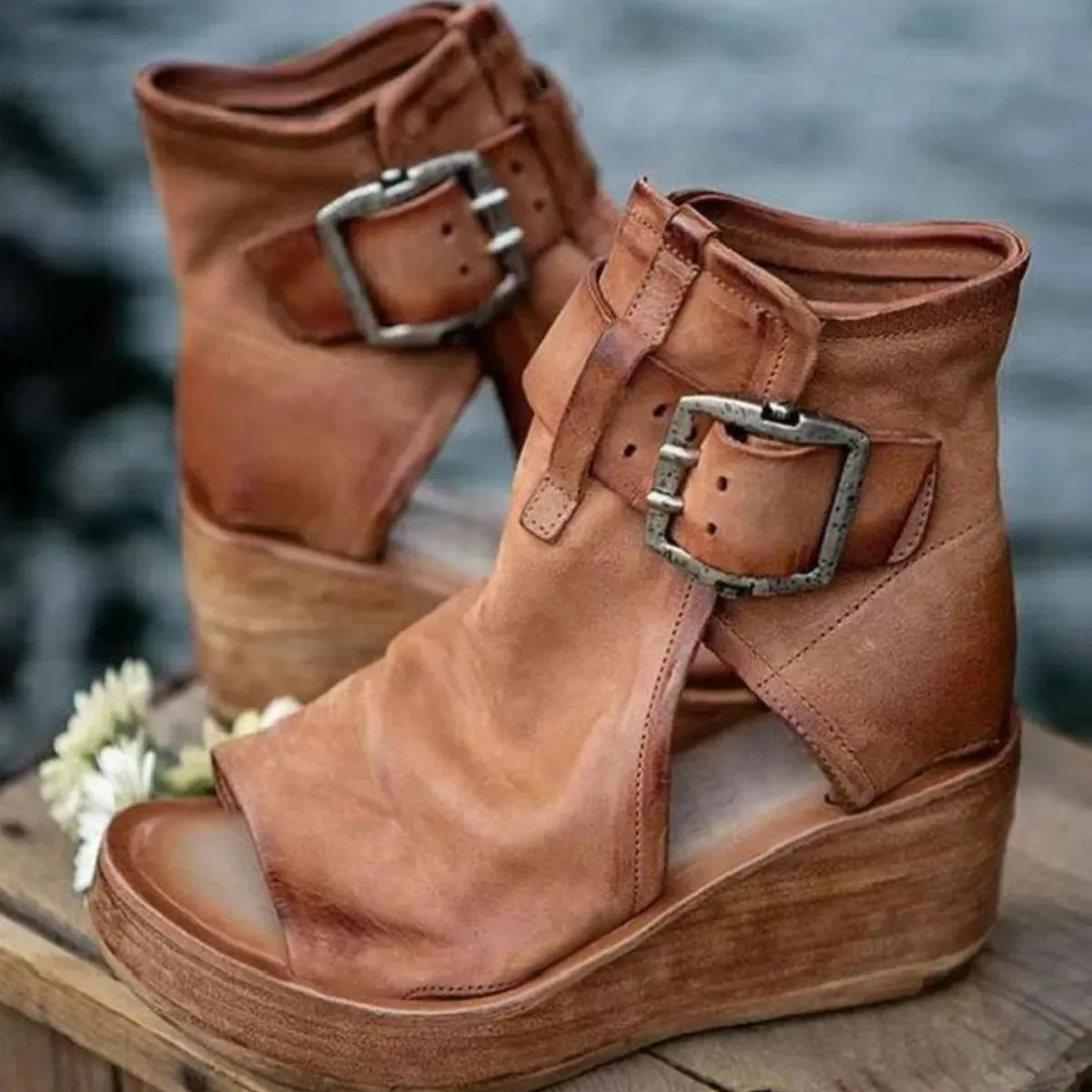 Peep Toe Wedge Sandals