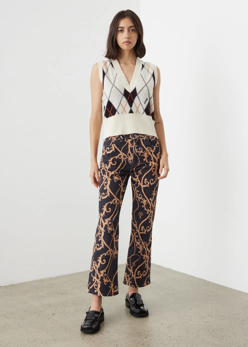 Printed Denim Jeans