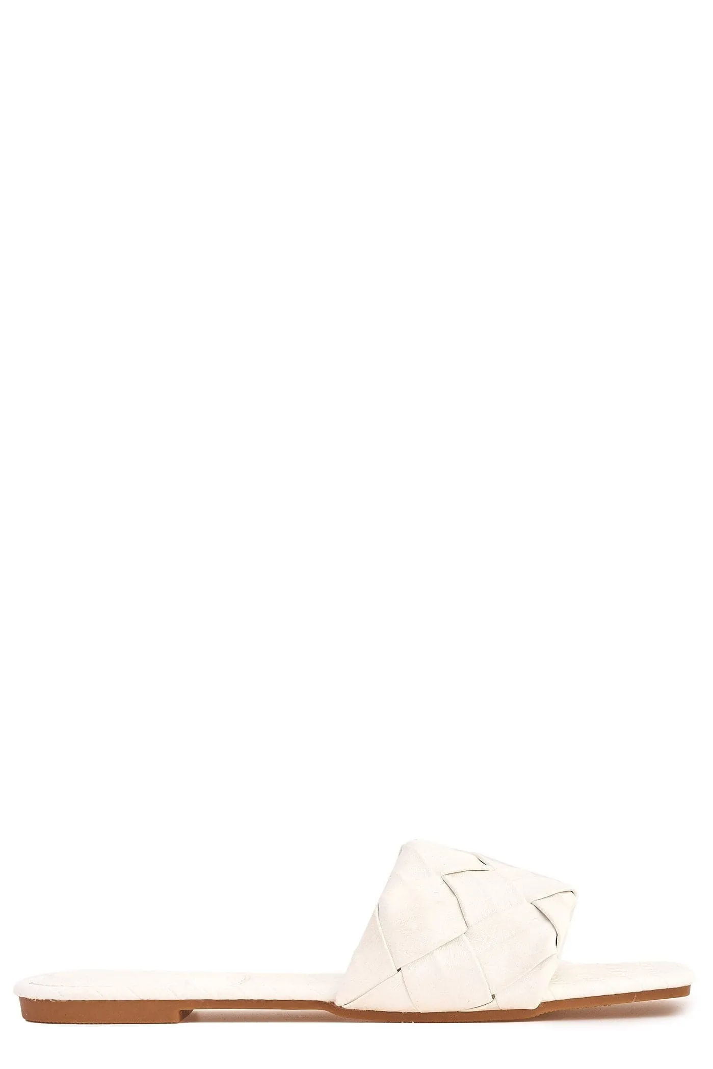 Raffia Crossover Plait Band Slider in White