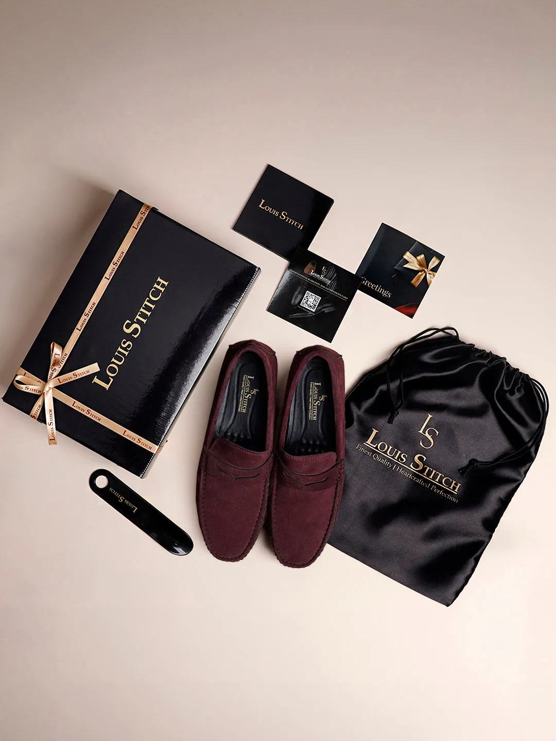 Rosewood Handmade Italian Suede Leather Solid Penny Loafers