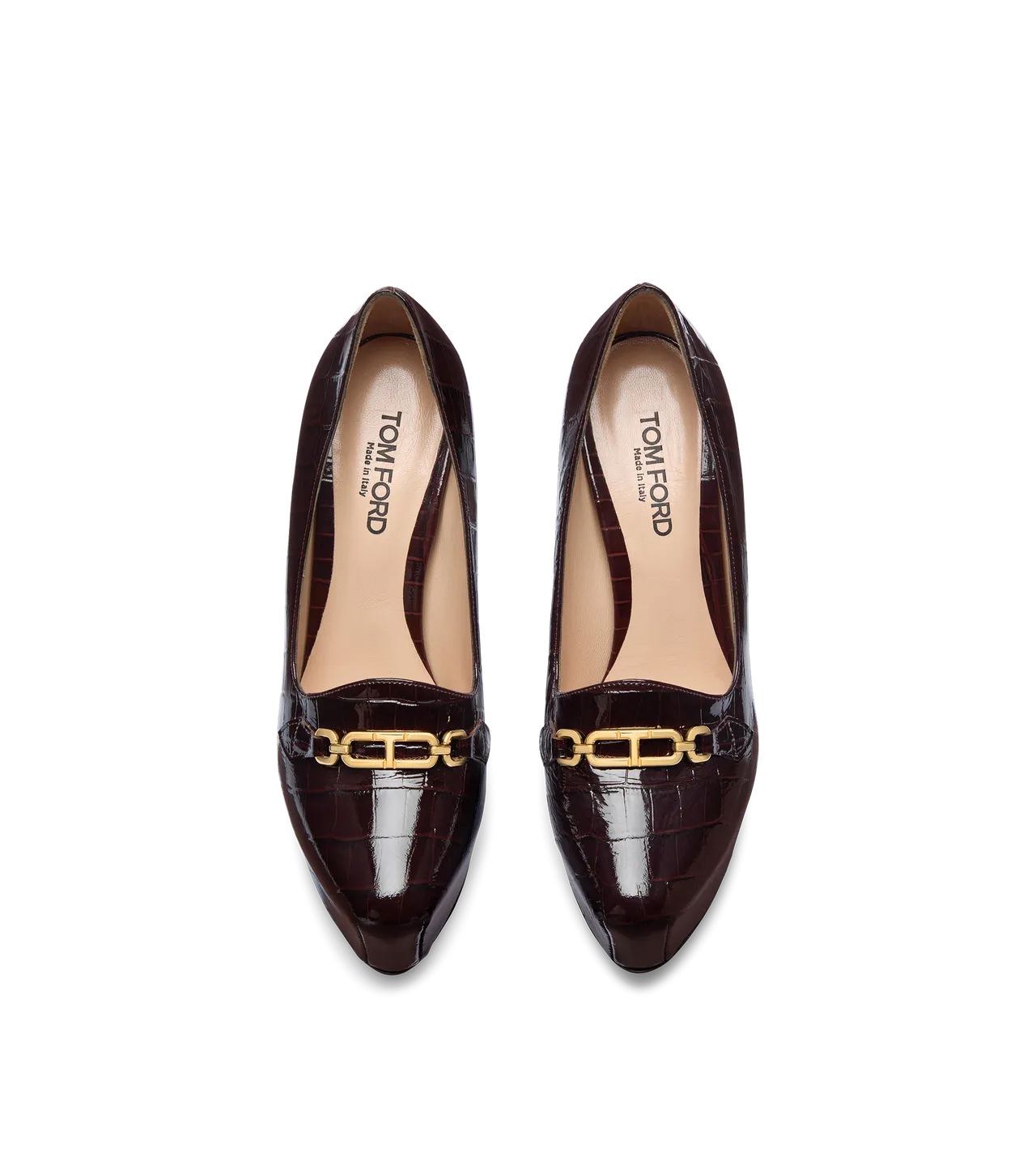 Shiny Stamped Crocodile Leather Whitney Platform Pump