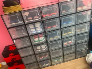 Shoe Boxes, Pack of 18 Stackable Shoe Storage Organizers, Foldable and Versatile for Sneakers