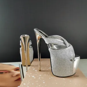 Silver Shimmer High Heel Mules