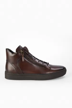 SOHO LOUNGE chestnut patina high sneakers.