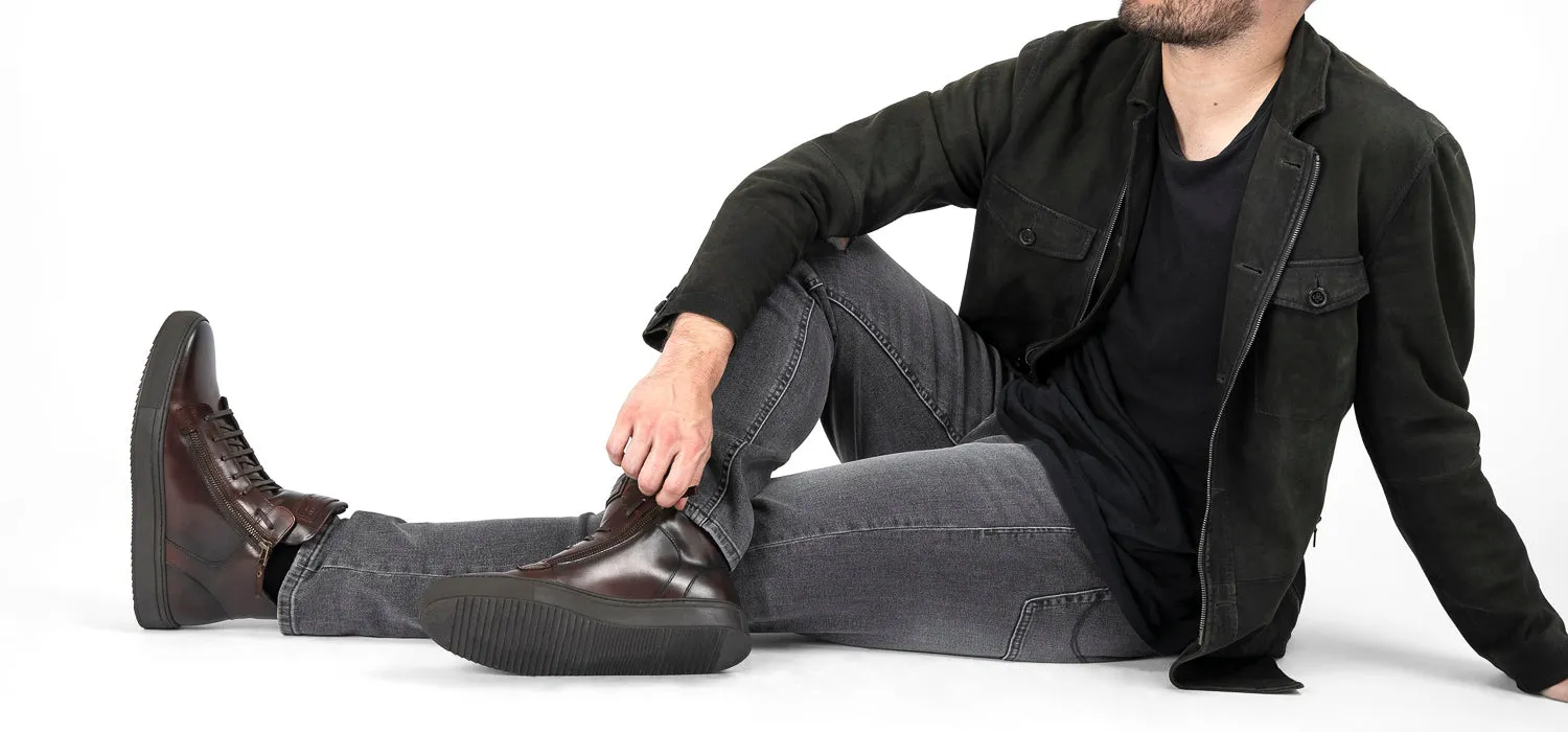 SOHO LOUNGE chestnut patina high sneakers.